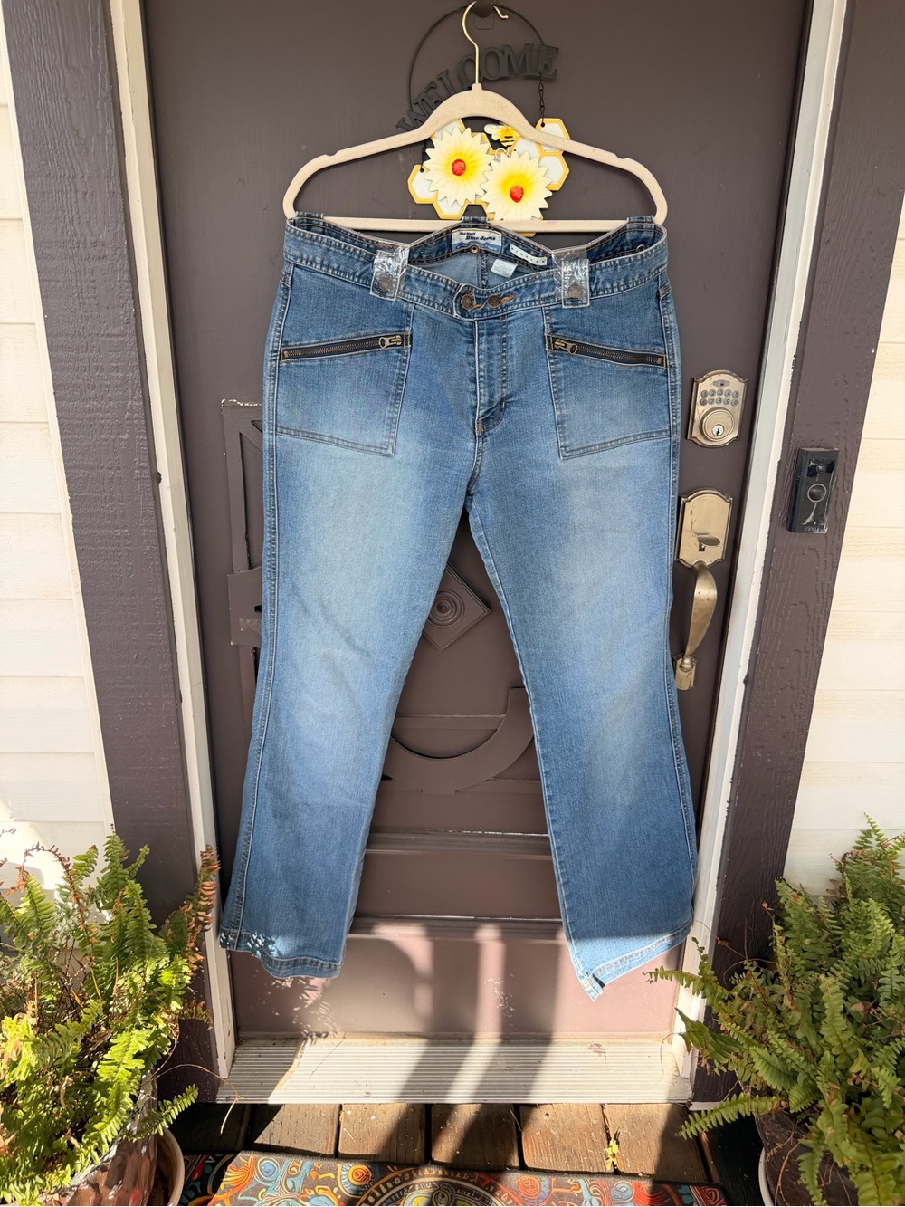 Old Navy Light Blue Boot Cut Jeans with Front Zip Pockets